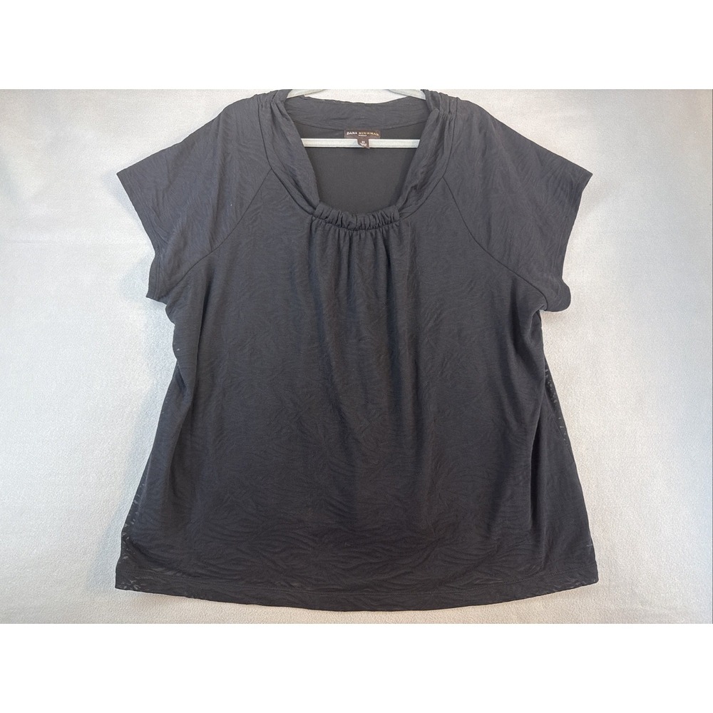 Dana Buchman top Woman's Size 2X Black Blouse short sleeve two layer